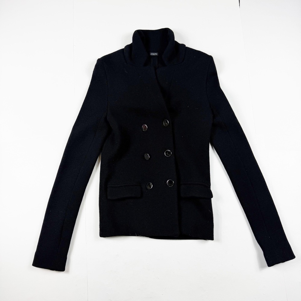 Joseph Women's Black Knit Wool Jacket With Silver Buttons‎ Small